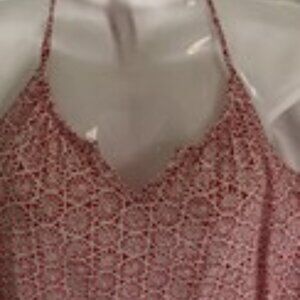 Aerie women’s medium Sleeveless Tank V Neck Halter Pink White Top Tunic